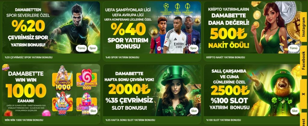 damabet yatırım bonusları